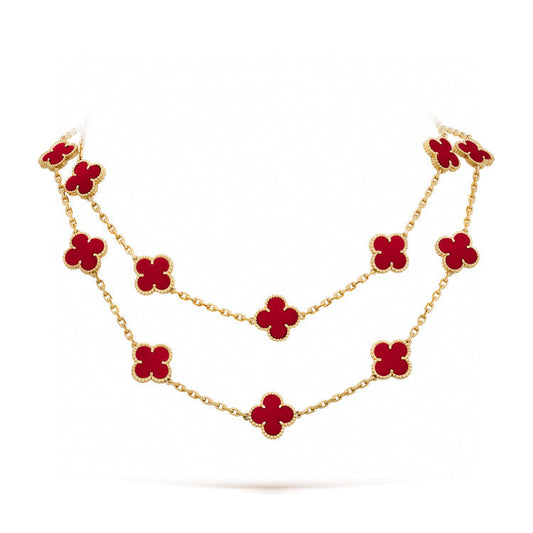 [Clara Jewels]CLOVER 20 MOTIFS CARNELIAN NECKLACE