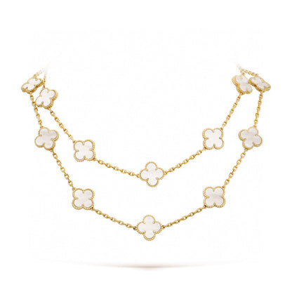 [Clara Jewels]CLOVER 20 MOTIFS WHITE MOP NECKLACE