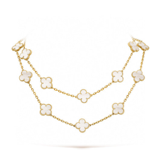 [Clara Jewels]CLOVER 20 MOTIFS WHITE MOP NECKLACE