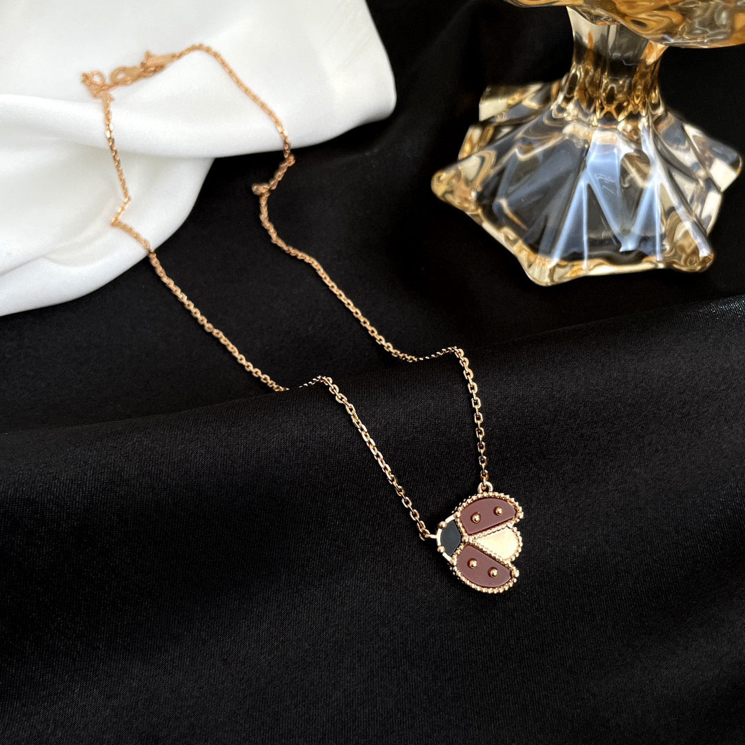 [Clara Jewels]LUCKY  CARNELIANS LADYBUG NECKLACE
