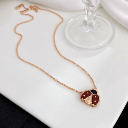 [Clara Jewels]LUCKY  CARNELIANS LADYBUG NECKLACE
