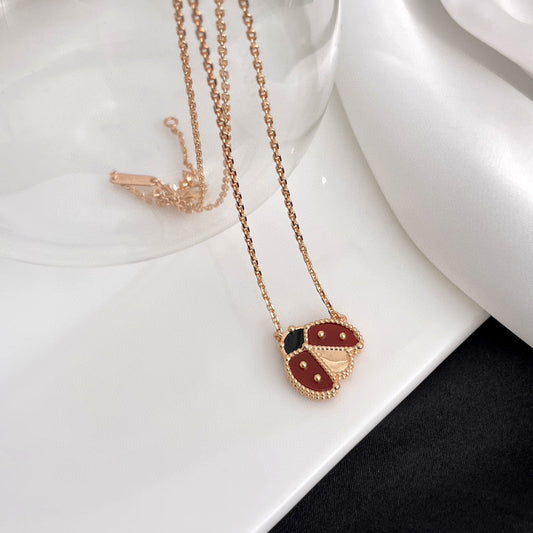 [Clara Jewels]LUCKY  CARNELIANS LADYBUG NECKLACE