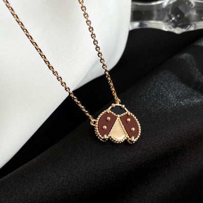 [Clara Jewels]LUCKY  CARNELIANS LADYBUG NECKLACE
