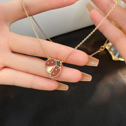 [Clara Jewels]LUCKY  CARNELIANS LADYBUG NECKLACE