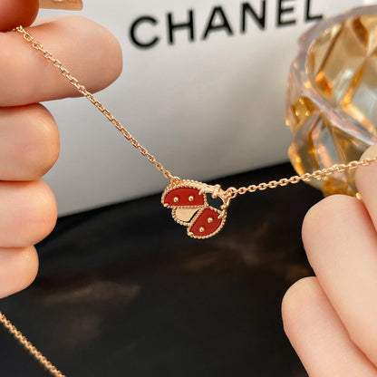 [Clara Jewels]LUCKY  CARNELIANS LADYBUG NECKLACE