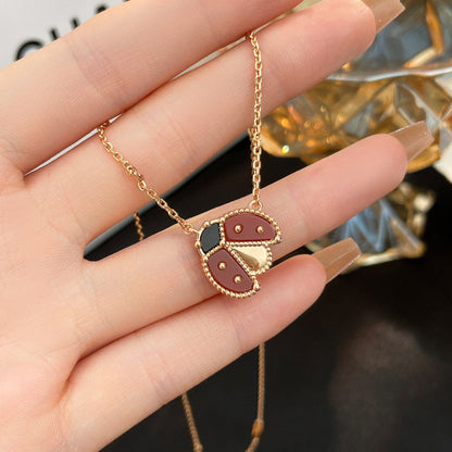 [Clara Jewels]LUCKY  CARNELIANS LADYBUG NECKLACE
