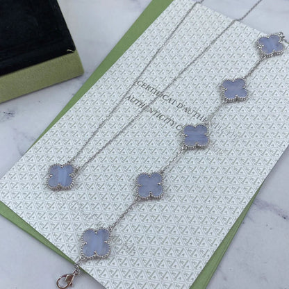 [Clara Jewels] CLOVER 5 MOTIF PURPLE CHALCEDONY BRACELET COLLECTION