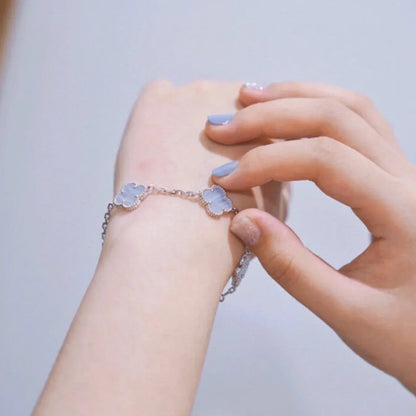 [Clara Jewels] CLOVER 5 MOTIF PURPLE CHALCEDONY BRACELET COLLECTION