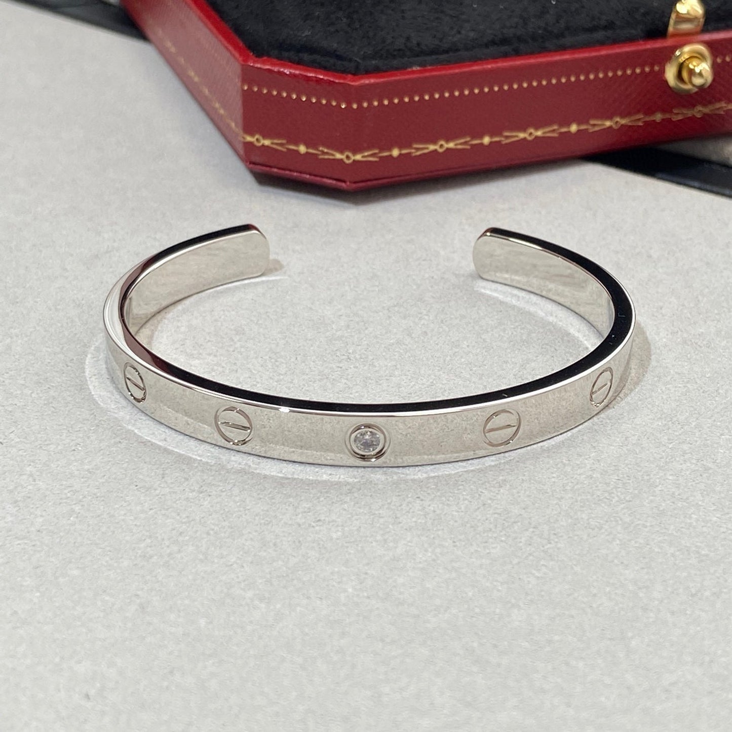 [Clara Jewels]LOVE BRACELET 6.1MM 1 DIAMOND OPEN CUFF