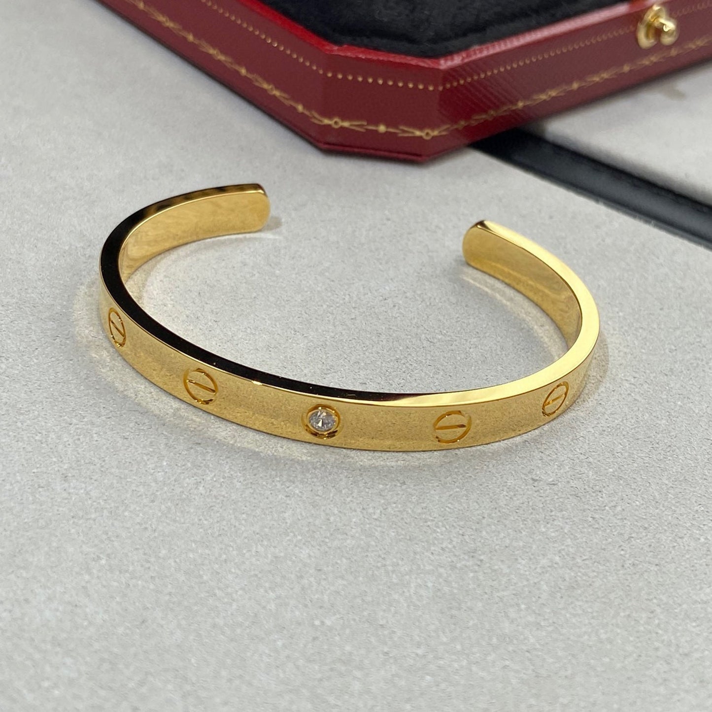 [Clara Jewels]LOVE BRACELET 6.1MM 1 DIAMOND OPEN CUFF