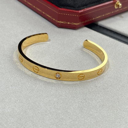 [Clara Jewels]LOVE BRACELET 6.1MM 1 DIAMOND OPEN CUFF