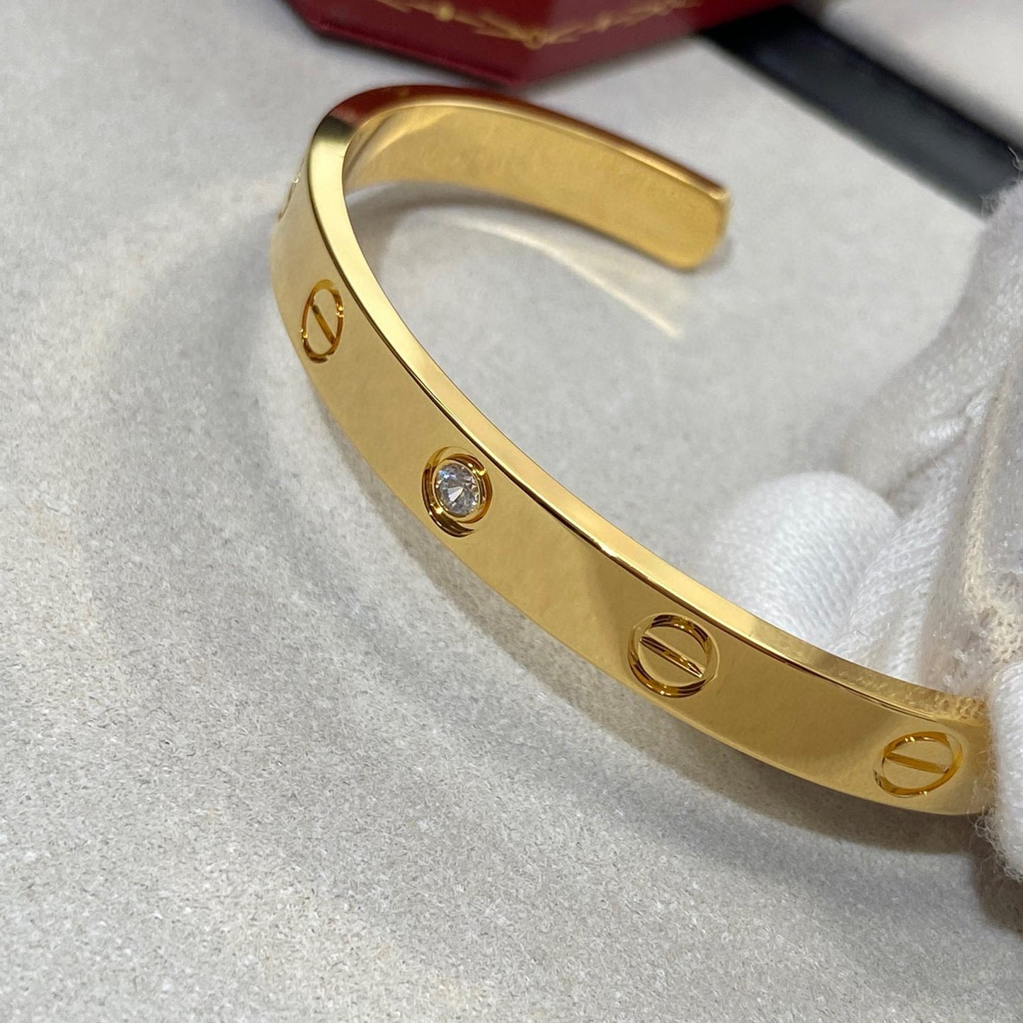 [Clara Jewels]LOVE BRACELET 6.1MM 1 DIAMOND OPEN CUFF