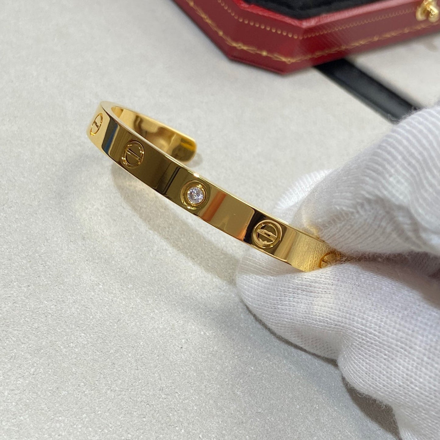 [Clara Jewels]LOVE BRACELET 6.1MM 1 DIAMOND OPEN CUFF
