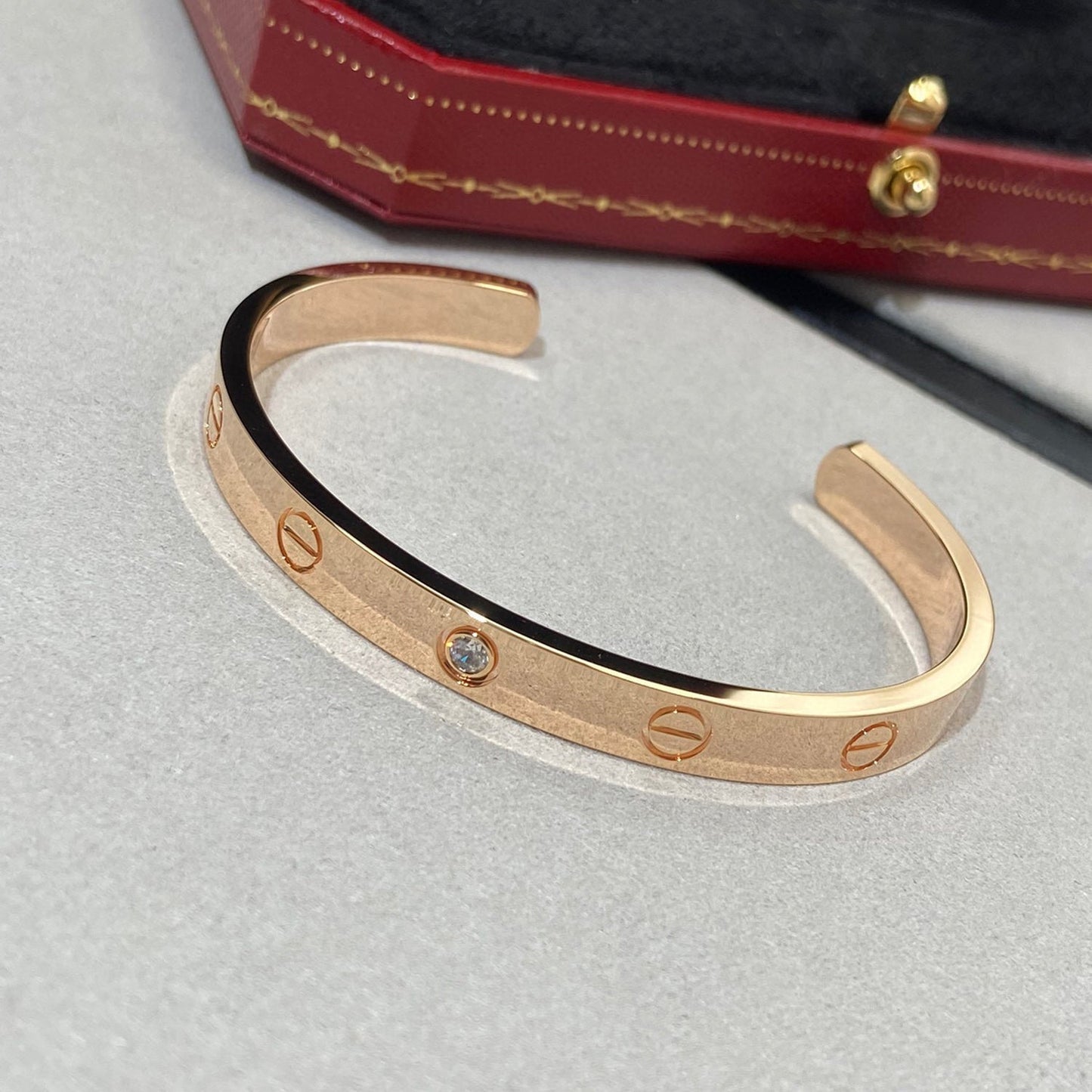 [Clara Jewels]LOVE BRACELET 6.1MM 1 DIAMOND OPEN CUFF
