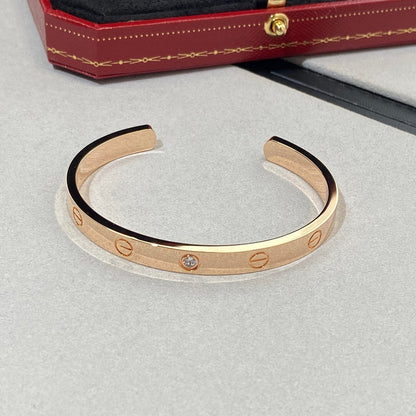 [Clara Jewels]LOVE BRACELET 6.1MM 1 DIAMOND OPEN CUFF