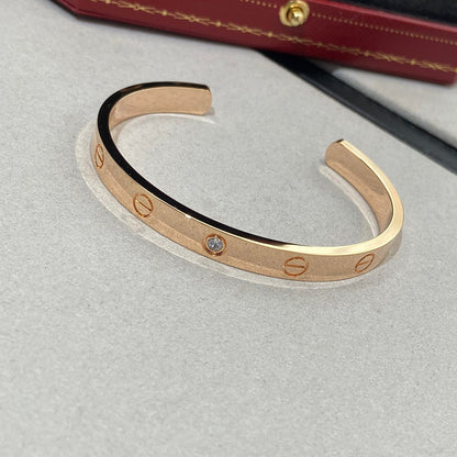 [Clara Jewels]LOVE BRACELET 6.1MM 1 DIAMOND OPEN CUFF