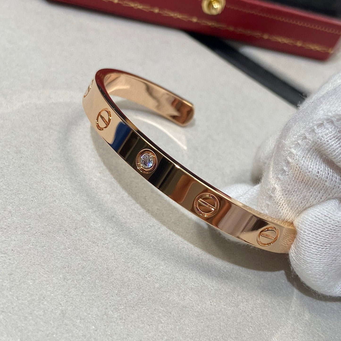 [Clara Jewels]LOVE BRACELET 6.1MM 1 DIAMOND OPEN CUFF