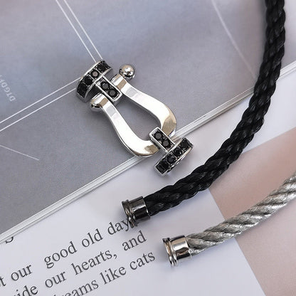 [Clara Jewels]FORCE LARGE HORSESHOE BLACK DIAMOND BRACELET SILVER