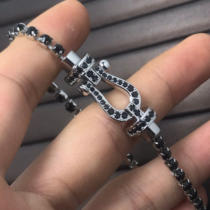 [Clara Jewels]FORCE  LARGE HORSESHOE FULL DIAMOND TENNIS BRACELET