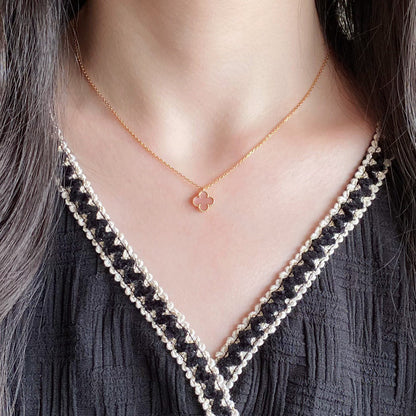 [Clara Jewels]CLOVER 9.5MM PINK MOTHER OF PEARL SINGLE FLOWER NECKLACE