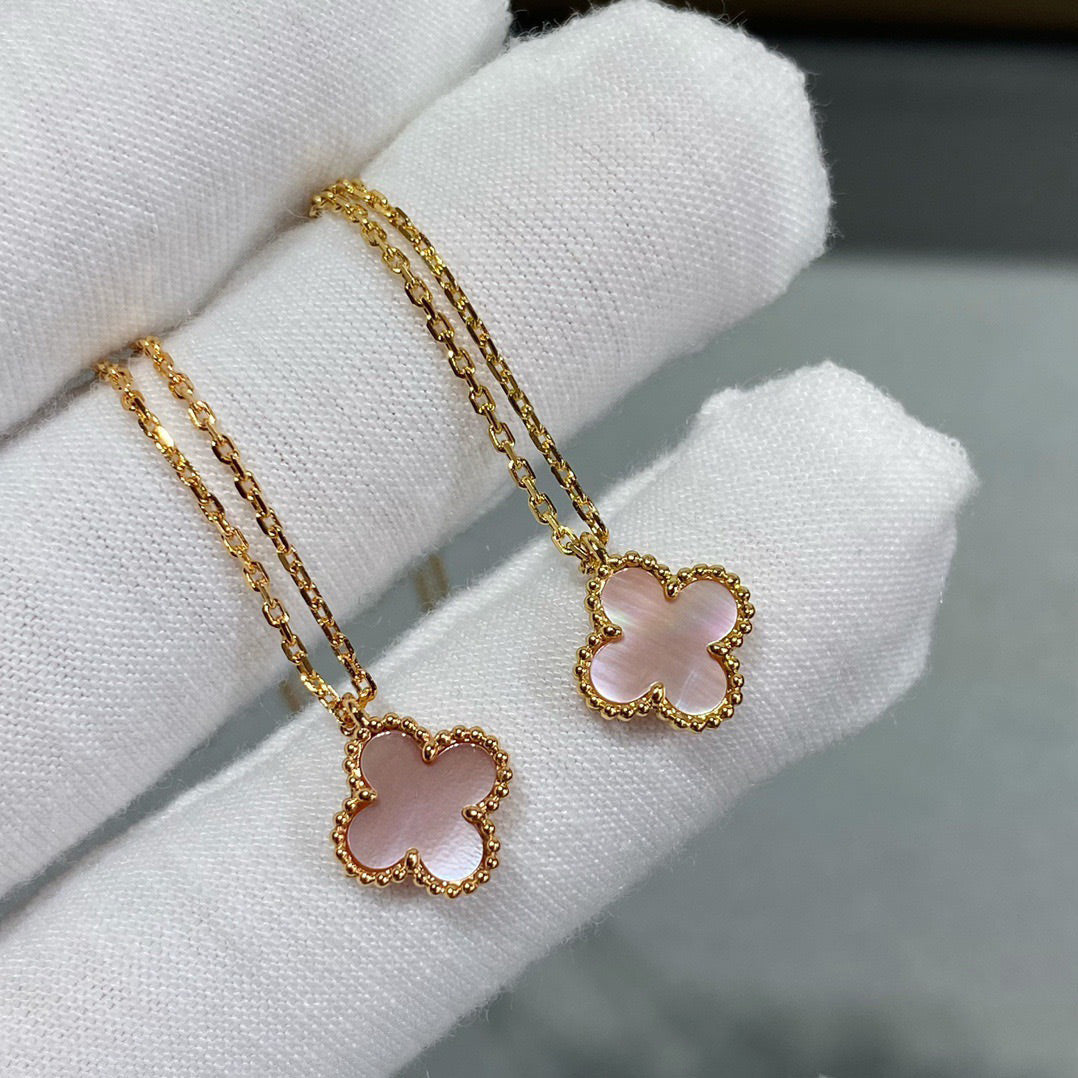 [Clara Jewels]CLOVER 15MM PINK MOTHER-OF-PEARL SINGLE FLOWER NECKLACE