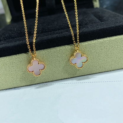 [Clara Jewels]CLOVER 15MM PINK MOTHER-OF-PEARL SINGLE FLOWER NECKLACE