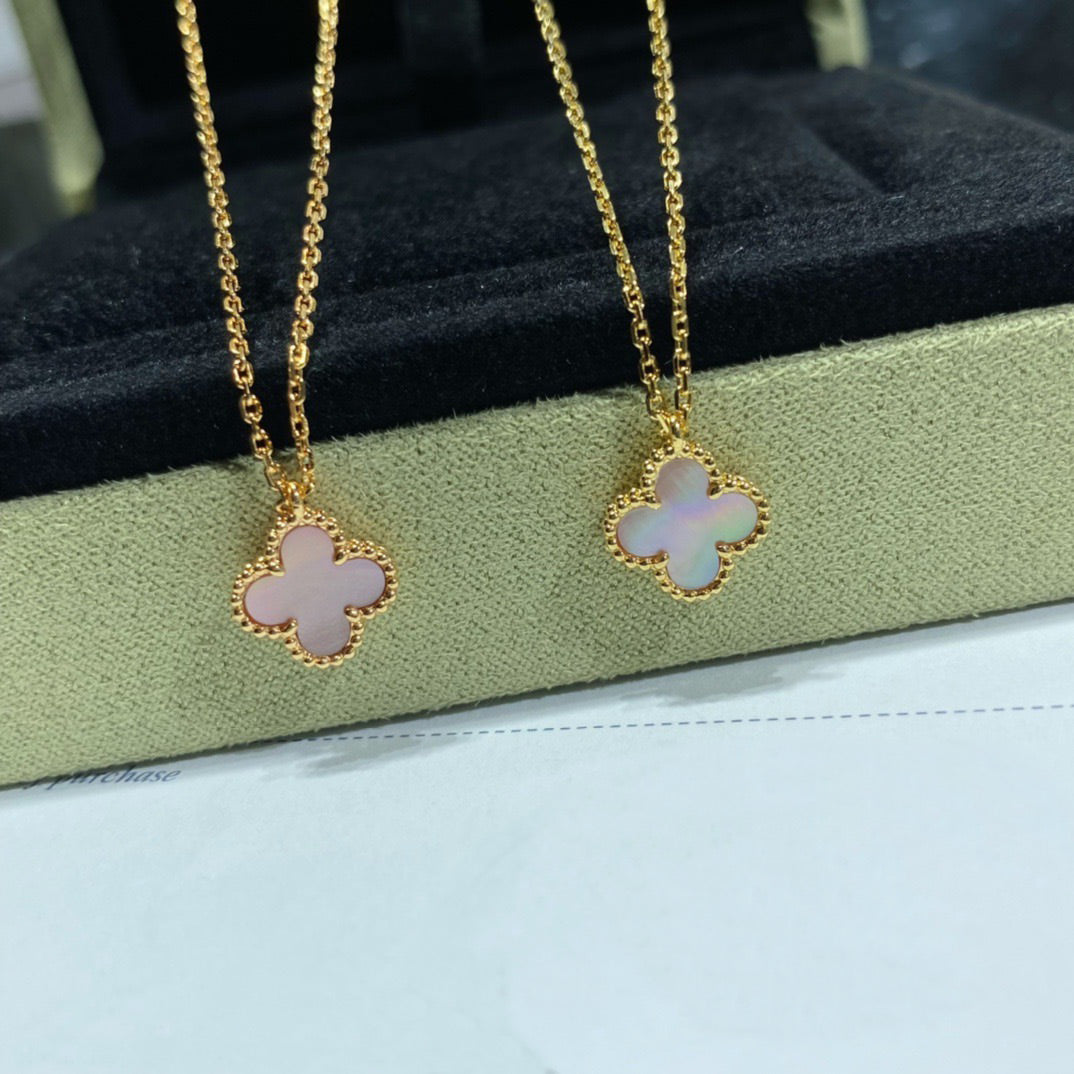 [Clara Jewels]CLOVER 9.5MM PINK MOTHER OF PEARL SINGLE FLOWER NECKLACE