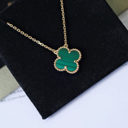 [Clara Jewels]CLOVER 15MM MALACHITE SINGLE FLOWER  NECKLACE