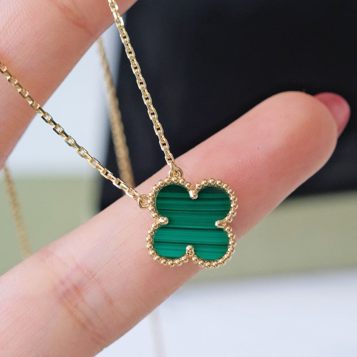 [Clara Jewels]CLOVER 15MM MALACHITE SINGLE FLOWER  NECKLACE