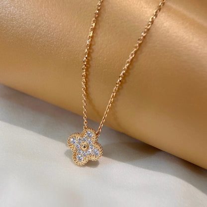 [Clara Jewels]CLOVER 15MM DIAMOND SINGLE FLOWER NECKLACE