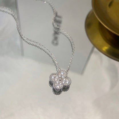 [Clara Jewels]CLOVER 15MM DIAMOND SINGLE FLOWER NECKLACE