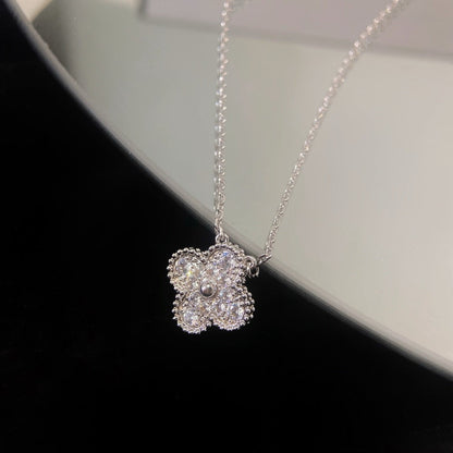 [Clara Jewels]CLOVER 15MM DIAMOND SINGLE FLOWER NECKLACE