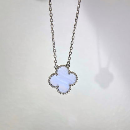 [Clara Jewels]CLOVER 15MM BLUE CHALCEDONY NECKLACE SILVER