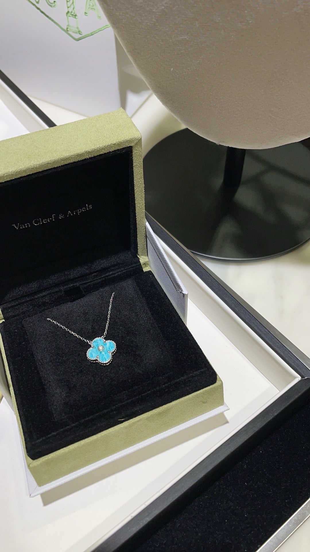 [Clara Jewels]CLOVER 15MM DIAMOND SVRES PORCELAIN  NECKLACE SILVER