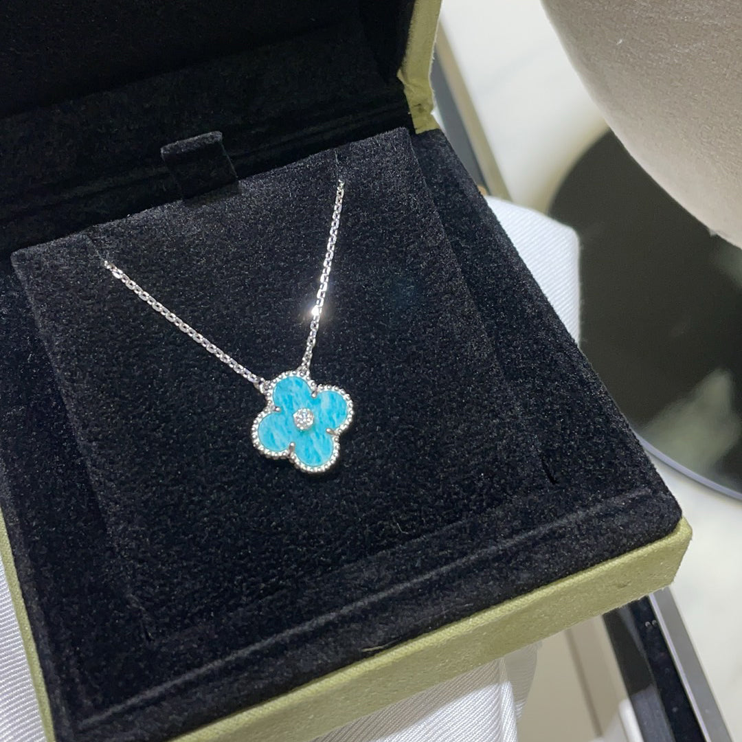 [Clara Jewels]CLOVER 15MM DIAMOND SVRES PORCELAIN  NECKLACE SILVER
