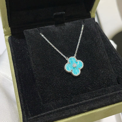 [Clara Jewels]CLOVER 15MM DIAMOND SVRES PORCELAIN  NECKLACE SILVER