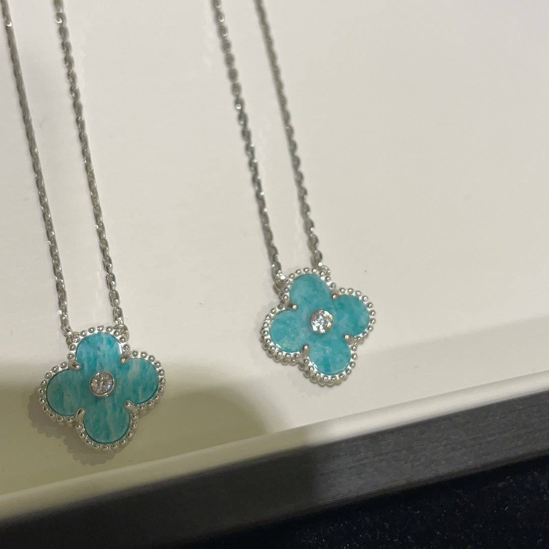 [Clara Jewels]CLOVER 15MM DIAMOND SVRES PORCELAIN  NECKLACE SILVER