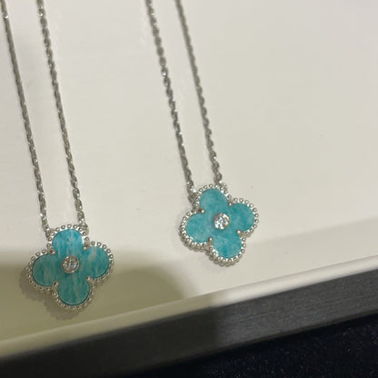 [Clara Jewels]CLOVER 15MM DIAMOND SVRES PORCELAIN  NECKLACE SILVER