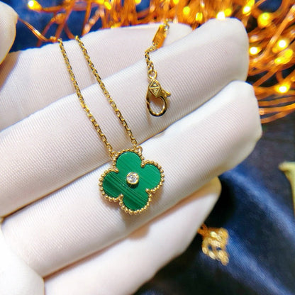 [Clara Jewels]CLOVER 15MM DIAMOND TURQUOISE NECKLACE