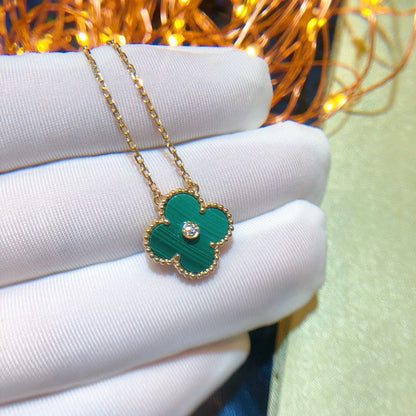 [Clara Jewels]CLOVER 15MM DIAMOND TURQUOISE NECKLACE