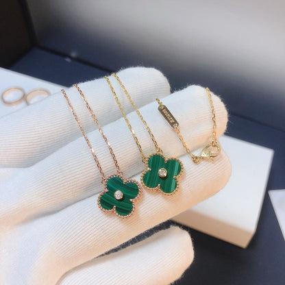 [Clara Jewels]CLOVER 15MM DIAMOND TURQUOISE NECKLACE