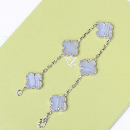 [Clara Jewels] CLOVER 5 MOTIF PURPLE CHALCEDONY BRACELET COLLECTION