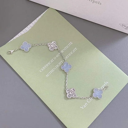 [Clara Jewels] CLOVER 5 MOTIF PURPLE CHALCEDONY BRACELET COLLECTION
