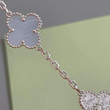 [Clara Jewels] CLOVER 5 MOTIF PURPLE CHALCEDONY BRACELET COLLECTION