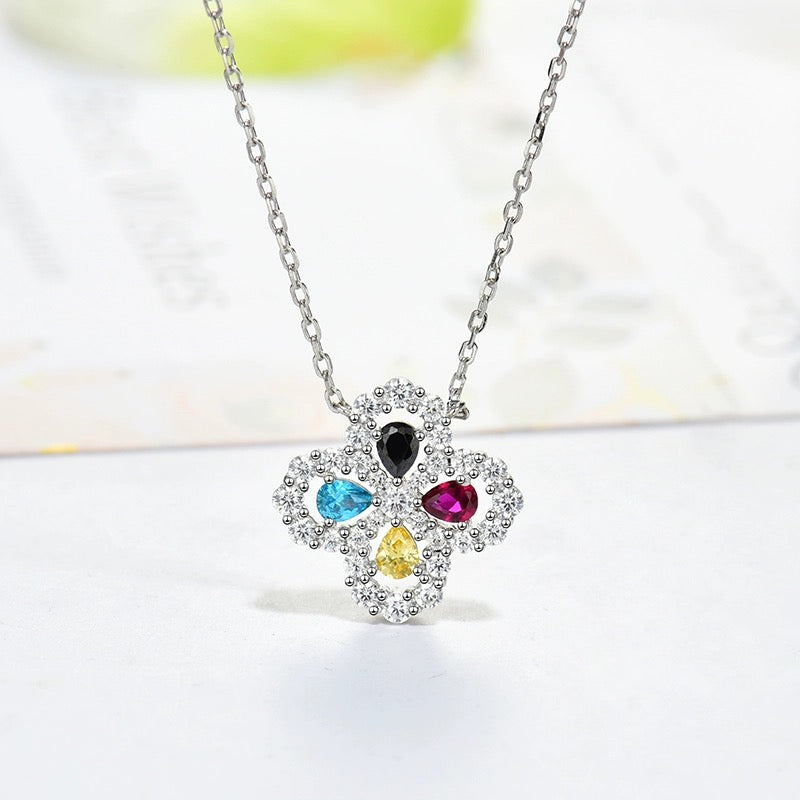 [Clara Jewels]LOOP NECKLACE FULL MOTIF DIAMOND 16MM MULTIPLE COLORS
