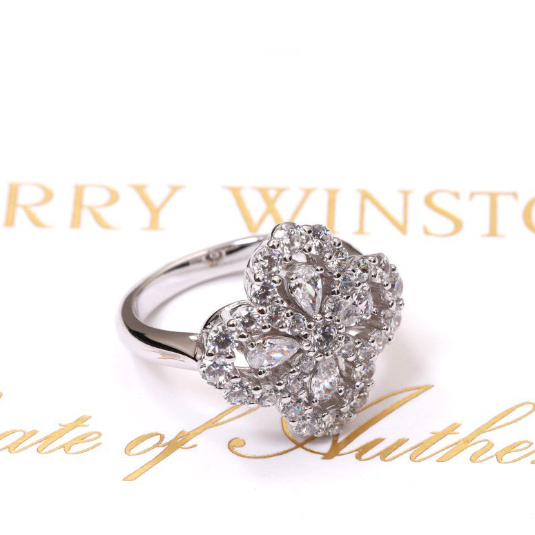 [Clara Jewels]LOOP RING FULL MOTIF DIAMOND 16MM SILVE