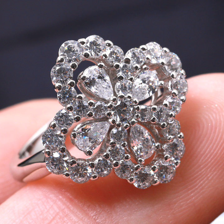 [Clara Jewels]LOOP RING FULL MOTIF DIAMOND 16MM SILVE