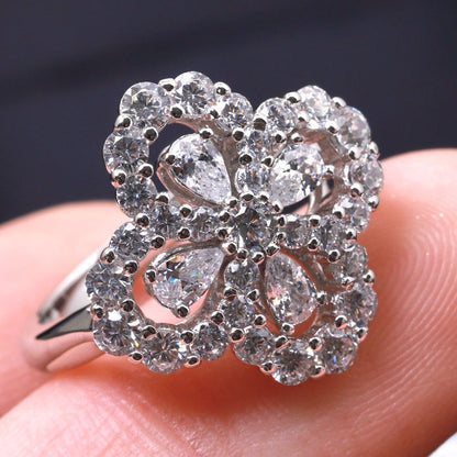 [Clara Jewels]LOOP RING FULL MOTIF DIAMOND 16MM SILVE