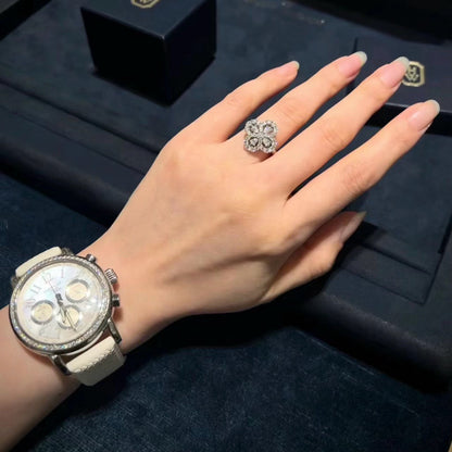 [Clara Jewels]LOOP RING FULL MOTIF DIAMOND 16MM SILVE