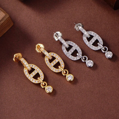 [Clara Jewels]HM CHAINE DIAMOND EARRINGS